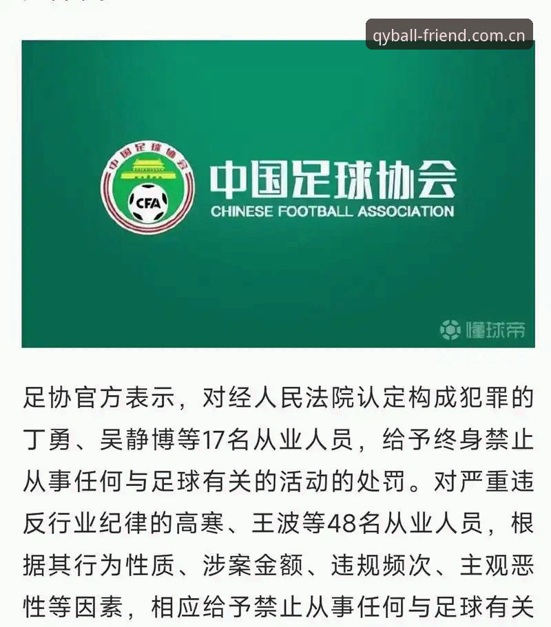 球友会手机版 足协第三批禁足名单详解:17人终身禁赛,48人遭重罚